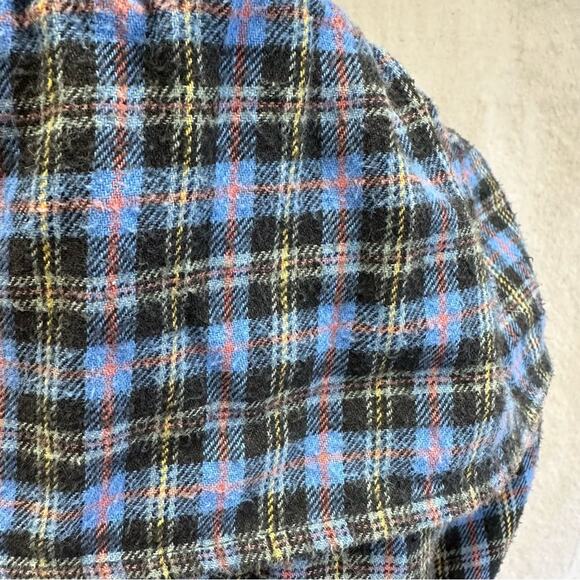 Stefano vintage 90s flannel plaid off the shoulder cropped peasant top medium - Picture 4 of 14